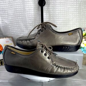 (M4) SAS 'Siesta' Pewter Metallic Leather Oxford Shoes for Women, Size 9.5 W